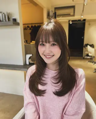 セミロング ♥️透明感×抜け感 ベージュ/佑珠♥️のヘアスタイル