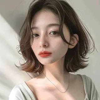 ミディアム カラー 岡田 佳子のヘアスタイル