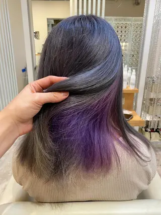 ミディアム カラー ブリーチなしWカラー /酸性ストレート河本のヘアスタイル