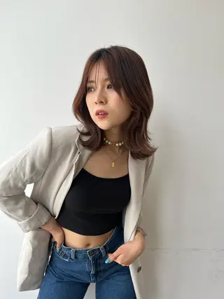 ミディアム カラー Je suis heureuse Tres所属・早朝セット☀️ レイヤー/Momoのヘアスタイル