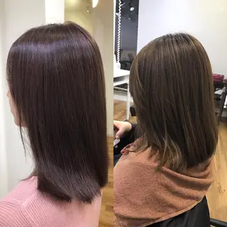 ミディアム カラー ハイトーン髪質改善 家中貴典のヘアスタイル