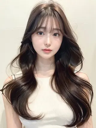 ロング カラー 🩵髪質改善🩵 韓国ヘア🩵花澤みりのヘアスタイル