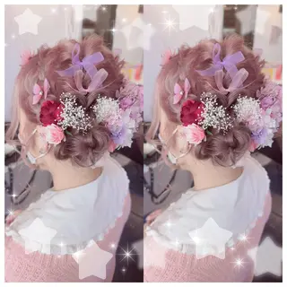 ロング カラー ヘアアレンジ セキグチ💞 lilaのマツエク・マツパデザイン