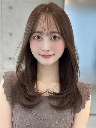 ミディアム カラー 小顔カット✨ 透明感カラー/村上のヘアスタイル