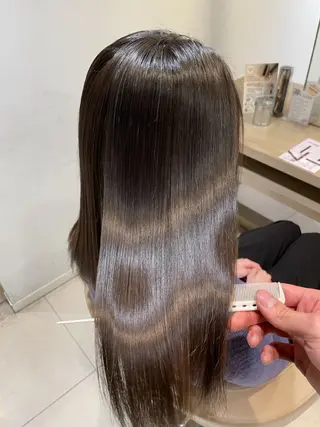 ロング 最小ダメージ縮毛矯正 /暖色カラー/Rieのヘアスタイル