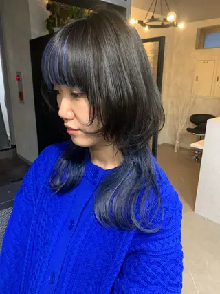 セミロング ブリーチ/ウルフ ハッシュカット/石山のヘアスタイル