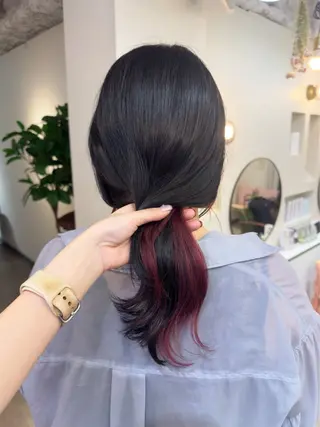 セミロング カラー レイヤー/顔周り /いいぬまみかのヘアスタイル