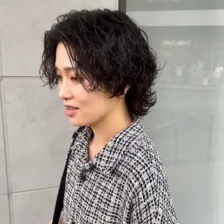 ミディアム パーマ メンズ メンズヘア特化 崎田 成人のヘアスタイル