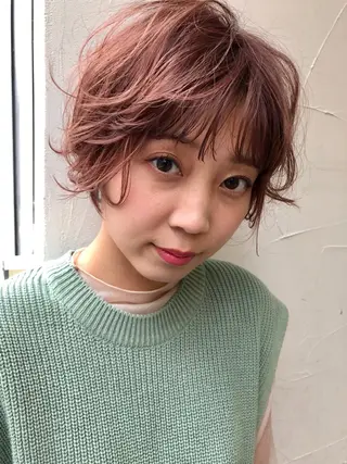 ショート カラー パーマ ヘアアレンジ 西山梨々【12/1〜 産休を頂きます🎀】のヘアスタイル
