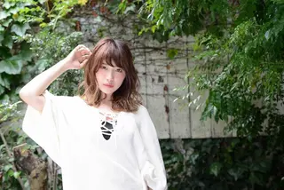 セミロング カラー パーマ 髪質改善、エクステ 山口卓哉のヘアスタイル