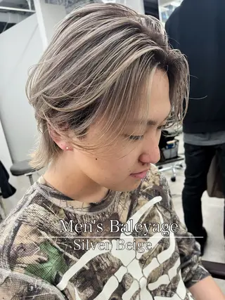 ミディアム カラー パーマ ヘアアレンジ メンズ 二ヶ月綺麗が続く デザイン/星野六三四のヘアスタイル