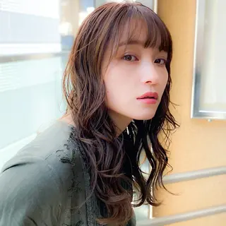 セミロング カラー たぴ。ぱつっとボブ /暖色艶カラー🍒のヘアスタイル