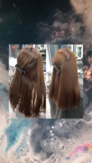 ロング レイヤーカット♡ グレージュ♡YUのヘアスタイル