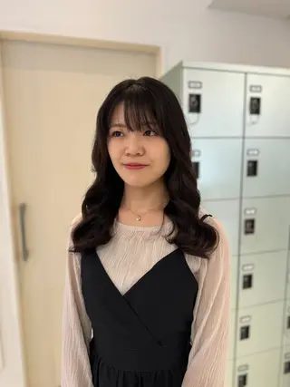 ロング パーマ デジタルパーマ/ コテ巻き風パーマのヘアスタイル