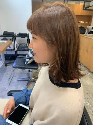 ミディアム カラー satsuki 暖色・ブラウンカラーのヘアスタイル