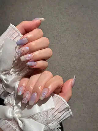 ネイル I-nailロング /ワンホン/キラキラのネイルデザイン