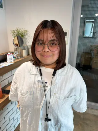 ミディアム レイヤー/ボブ/ 艶ケアカラー/Rinのヘアスタイル