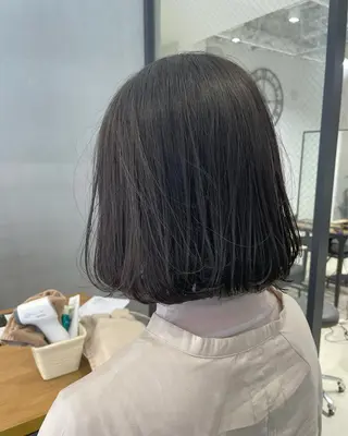 ミディアム 暖色カラー🍊 ボブ🌿顔周りcutのヘアスタイル