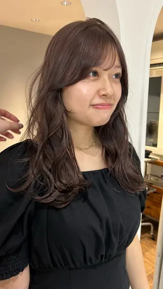 セミロング カラー じゅわっと暖色カラー 🍊Moemiのヘアスタイル