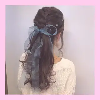 ロング ヘアアレンジ SHIN/レイヤー カット×クロスパーマのヘアスタイル