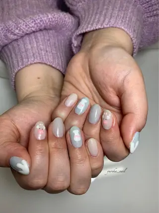 ショート カラー パーマ ヘアアレンジ メンズ キッズ ネイル マツエク・マツパ yuri kaのネイルデザイン