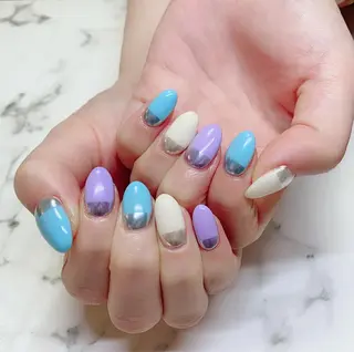 ロング カラー ネイル Q Free nailsのネイルデザイン