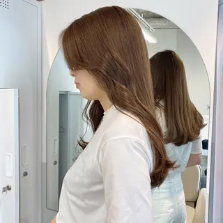 セミロング カラー ヘアアレンジ ブリーチなしカラー/ 髪質改善/寺門束のヘアスタイル