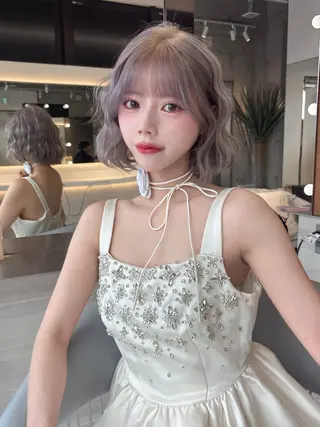 ミディアム rina／ベージュ ワンホン/韓国ヘアのヘアスタイル