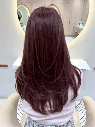 ロング カラー レイヤー/韓国 ハイトーン興津史弥のヘアスタイル