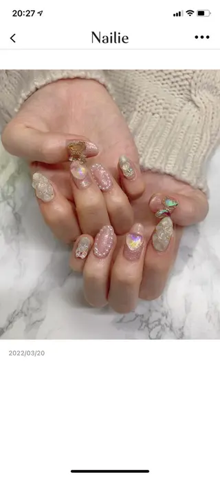 ネイル はな💎ネイル ワンホン、長さ出しのネイルデザイン