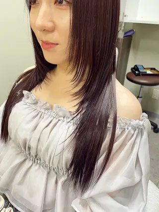 ロング カラー 髪質改善カラー&TR 縮毛矯正/弱酸性矯正のヘアスタイル