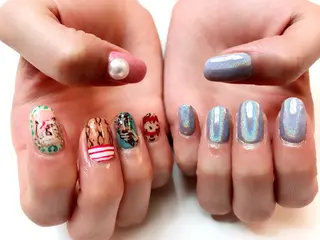 ロング カラー パーマ ヘアアレンジ キッズ ネイル マツエク・マツパ Sunny side nailのネイルデザイン