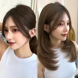 ミディアム カラー 似合わせレイヤー/ 透明感カラーのヘアスタイル