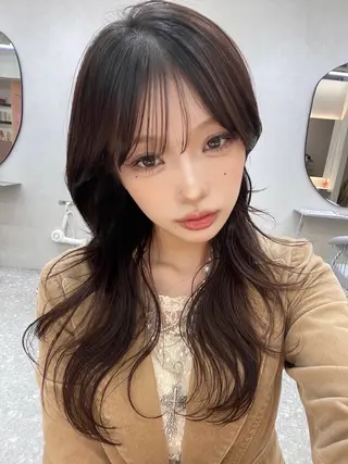 ロング カラー 韓国ハッシュカット/ 新宿/髪質改善/岡崎のヘアスタイル