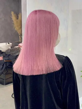 ロング カラー パーマ ヘアアレンジ メンズ キッズ ネイル マツエク・マツパ アイブロウ ハイトーン/ピンク 💗モモ໒꒱のヘアスタイル