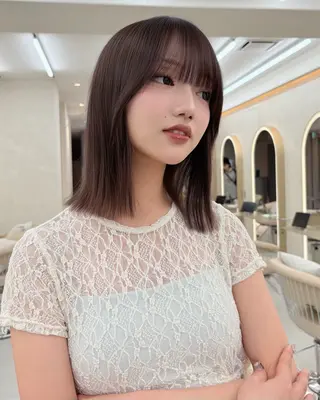 ミディアム ボブ特化型美容師/赤 み消しカラー/ももかのヘアスタイル