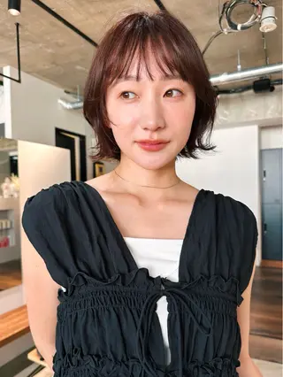 ショート カラー パーマ 🫧小顔×似合わせ× 透明感カラー🫧のヘアスタイル