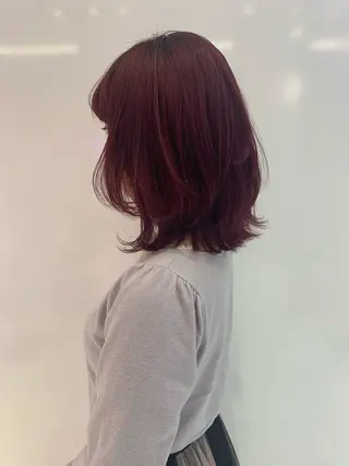 ミディアム カラー ハッシュカット/ハイ トーン/MANAMIのヘアスタイル