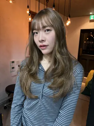 ロング カラー パーマ レイヤー/透明感/ ブリーチなし/わかなのヘアスタイル