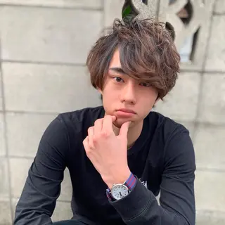 ミディアム パーマ メンズ 柏メンズカットパーマ NO.1タイチのヘアスタイル