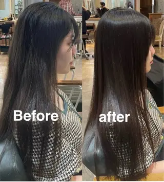 ロング ミルクティー× グレージュMOMOのヘアスタイル