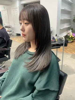 セミロング カラー RIN／韓国ヘア レイヤーカットのヘアスタイル