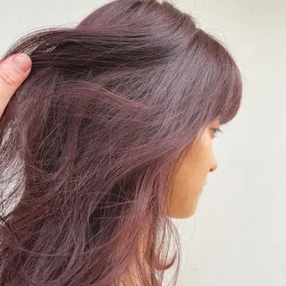 ミディアム カラー ブリーチなしで透け感 暖色カラーボブaoiのヘアスタイル