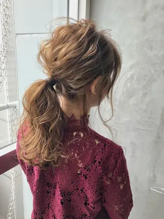 ミディアム カラー ヘアアレンジ 【骨格診断カット】 .のヘアスタイル