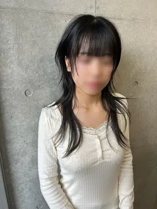 ロング 韓国リアルハッシュ レイヤーカットのヘアスタイル