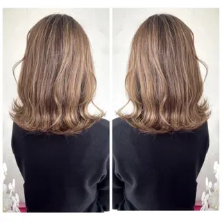 ミディアム カラー 京都大人女性ショート 徒歩1分/秋山のヘアスタイル