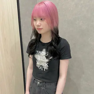 セミロング カラー はちすか るかのヘアスタイル