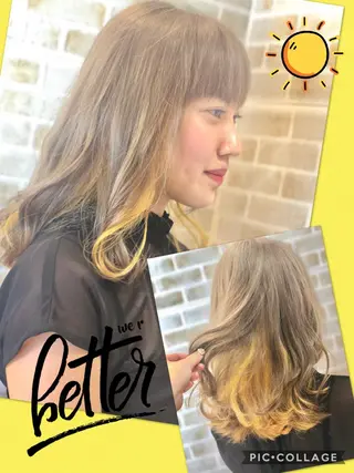 セミロング カラー 永島 桜のヘアスタイル