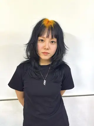 セミロング カラー ウルフレイヤー エクステ/kokiのヘアスタイル