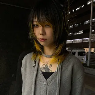 ミディアム カラー mellow所属・顔周りデザイン/ ハイトーン/多田悠馬のヘアスタイル